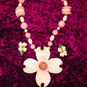 Vintage dogwood bloom necklace and earrings